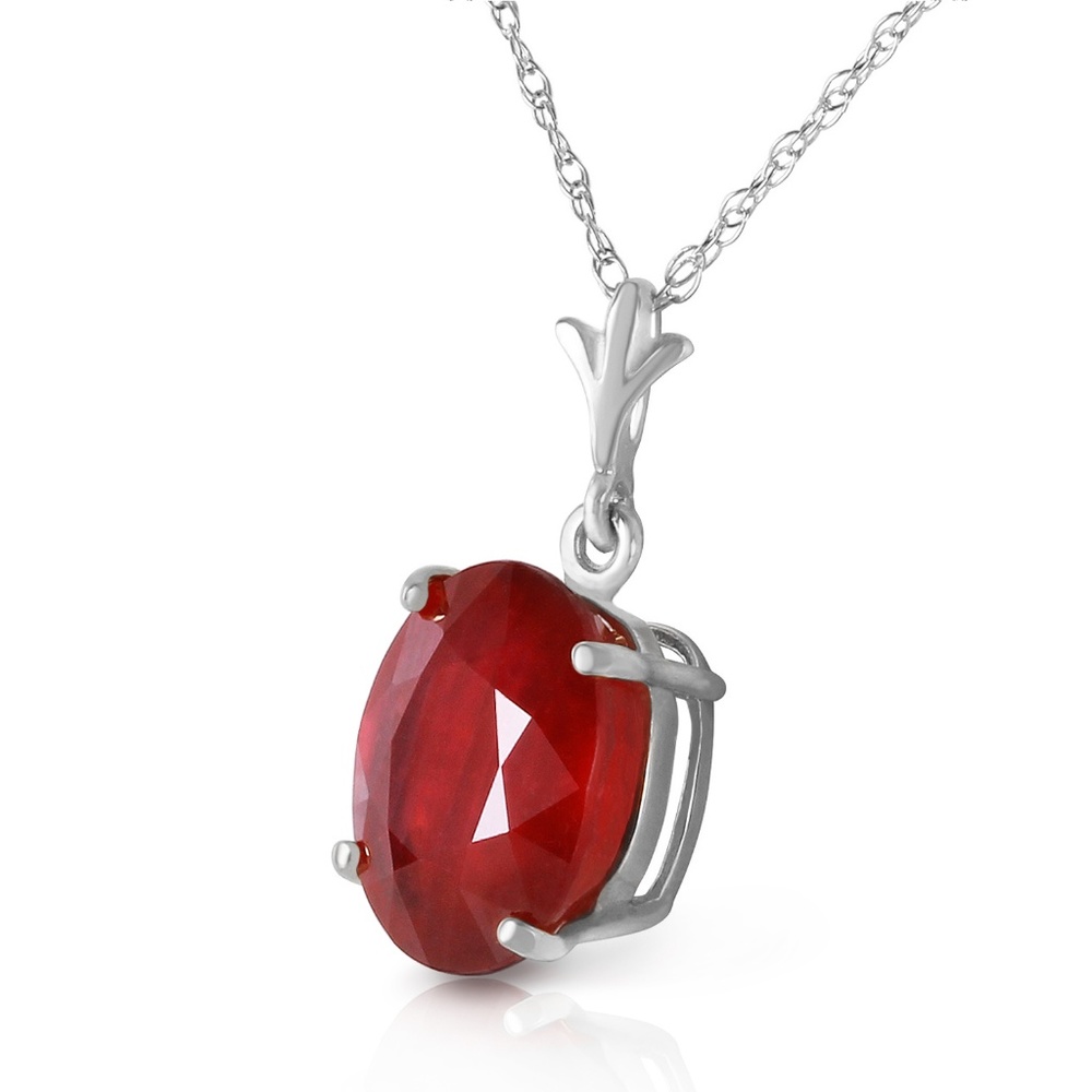 14K. SOLID GOLD NECKLACE WITH NATURAL OVAL RUBY - Picture 1 of 6